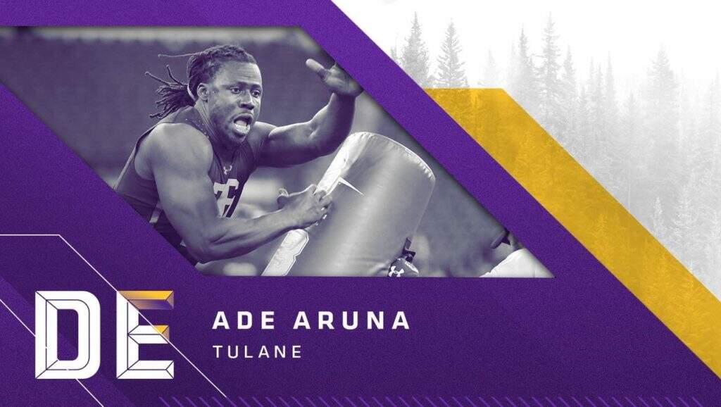 Defensive End Ade Aruna, Tulane, escolha do Vikings