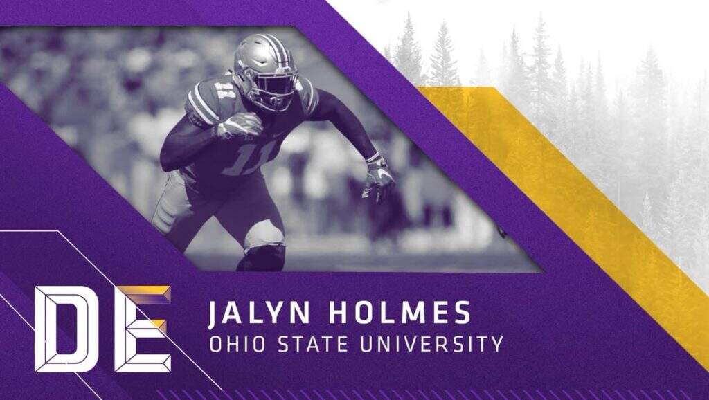Defensive End Jaylin Holmes, Ohio State, escolha do Vikings