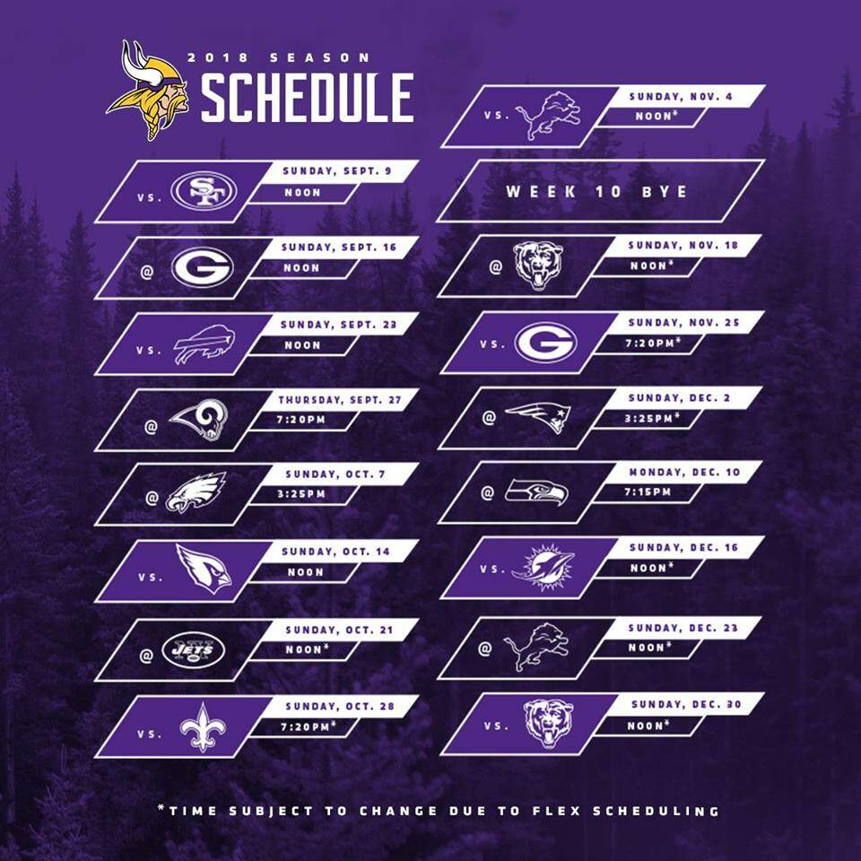 Calendário Vikings 2018