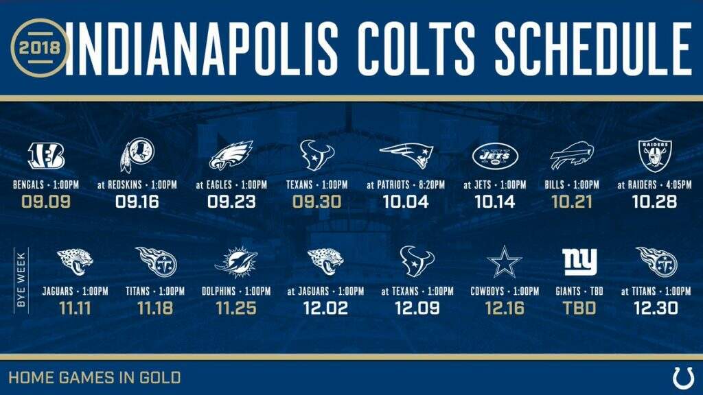 Calendário Colts 2018