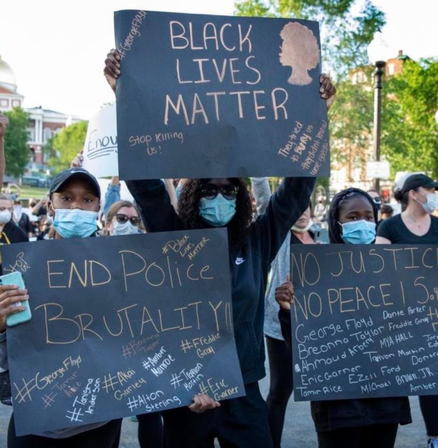 Black Lives Matter protesters congregate on Boston Common. (Robin Lubbock/WBUR)