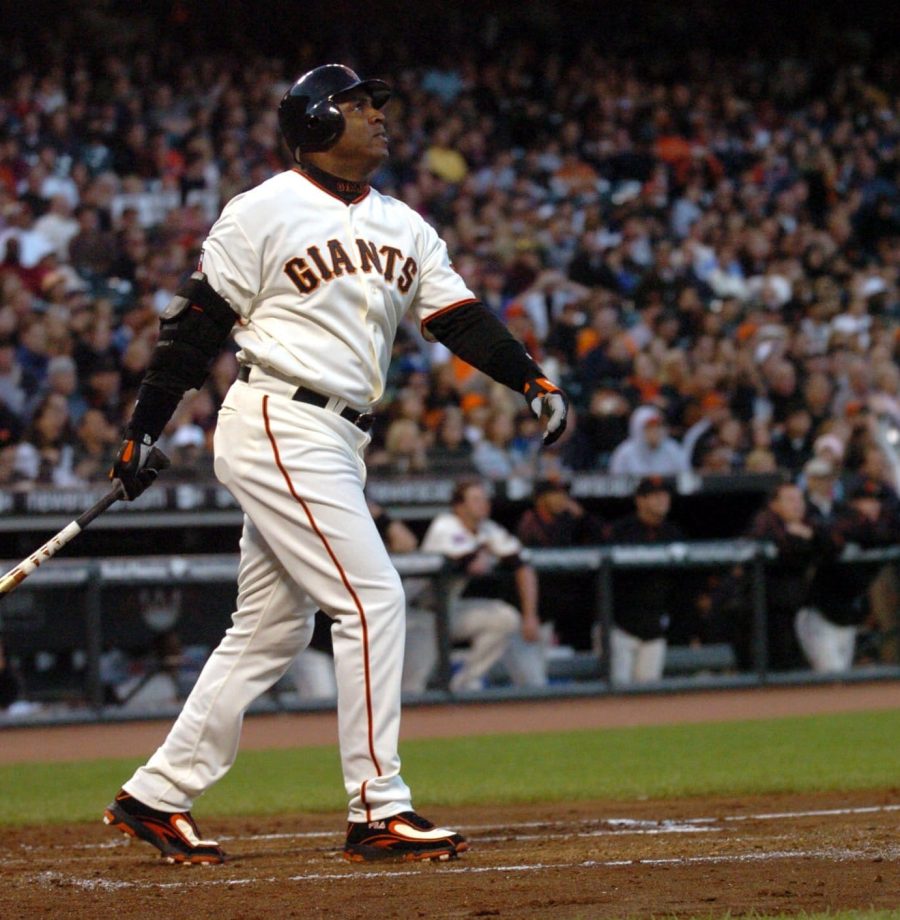 Giants left fielder Barry Bonds watches his two-run home run, # 758, off Pirates pitcher Matt Morris during the 3rd inning of their Major League Baseball game at AT&T Park in San Francisco, Calif. on Friday, August 10, 2007. (Dean Coppola/Contra Costa Times)(Digital First Media Group/Contra Costa Times via Getty Images)