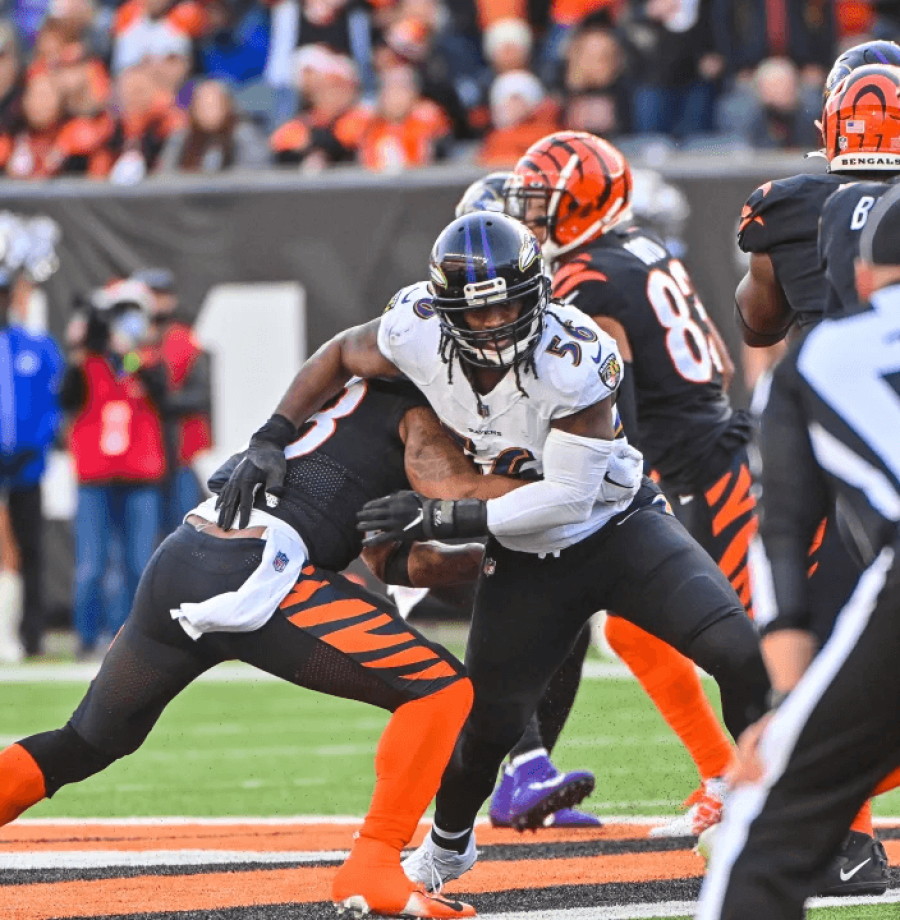 Os Linebackers do Baltimore Ravens tentaram conter os danos