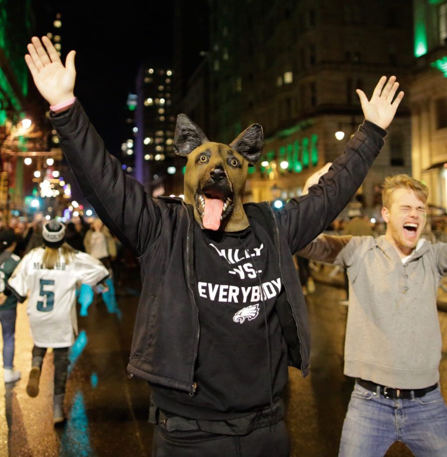 PHILADELPHIA, PA - FEBRUARY 04: Philadelphia Eagles fans celebrate victory in Super Bowl LII against the New England Patriots on February 4, 2018 in Philadelphia, Pennsylvania..(Photo by Eduardo Munoz Alvarez/Getty Images)
