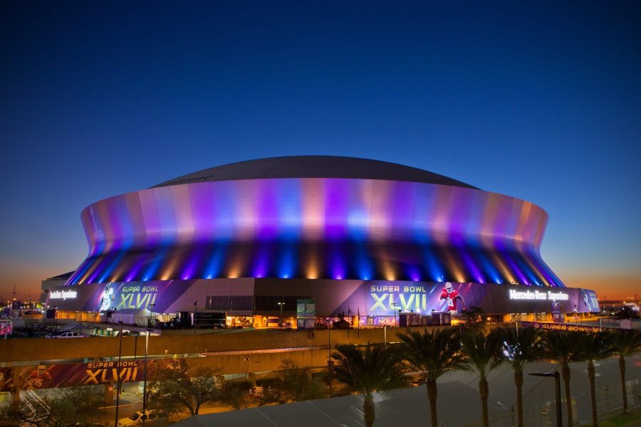 1 February 2013: The sun sets at the Mercedes-Benz Superdome before the Baltimore Ravens play the San Francisco 49ers in Superbowl XLVII  in New Orleans, LA.