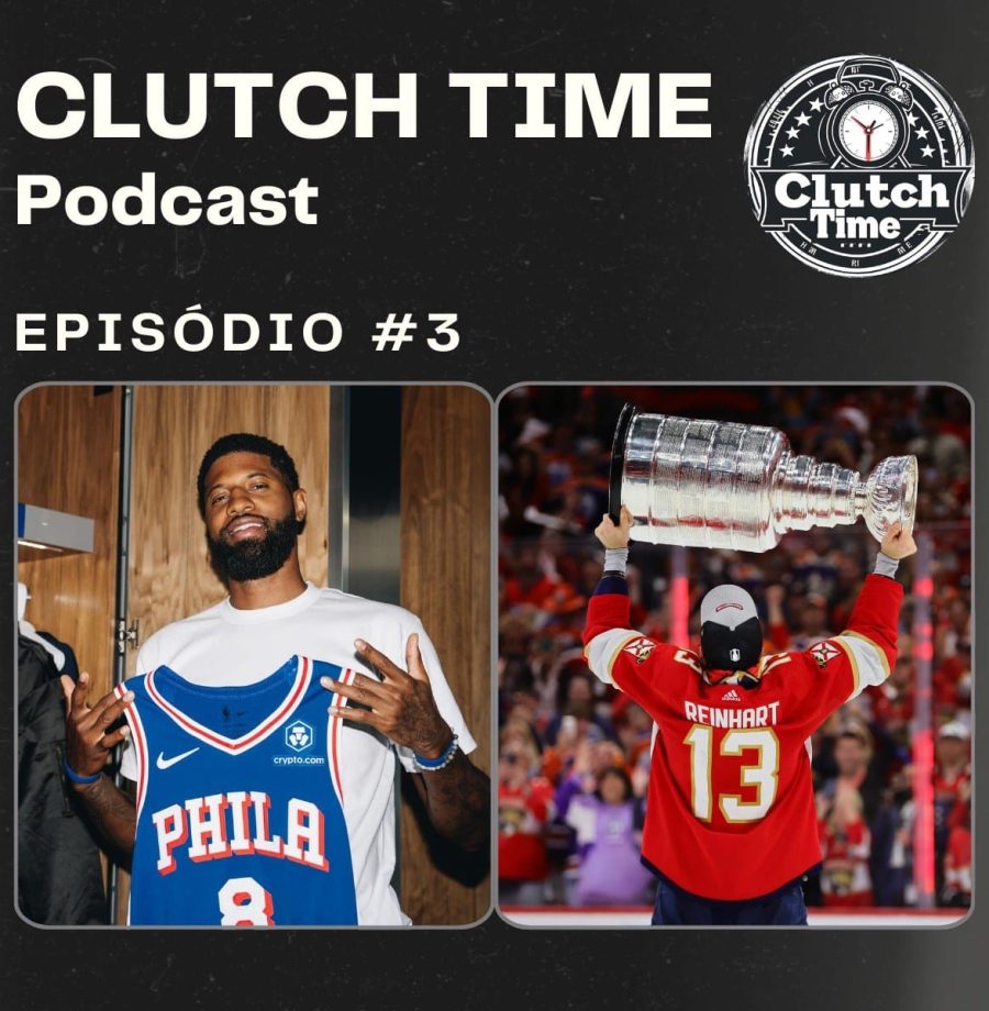 Capa do Podcast Clutch Time, Episódio 3 do Clutch Time, os seus 15 minutos para ficar bem informado sobre tudo que rola nos esportes americanos, com os destaques dos Free Agents da NBA e NHL e Paul Skenes na MLB