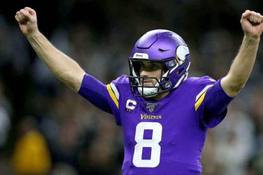 NEW ORLEANS, LOUISIANA - JANUARY 05: Kirk Cousins #8 of the Minnesota Vikings celebrates after winning the NFC Wild Card Playoff game against the New Orleans Saints at Mercedes Benz Superdome on January 05, 2020 in New Orleans, Louisiana. (Photo by Jonathan Bachman/Getty Images)