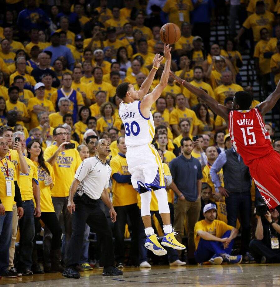 during Game One of the Western Conference Finals of the 2015 NBA Playoffs at ORACLE Arena on May 19, 2015 in Oakland, California.
