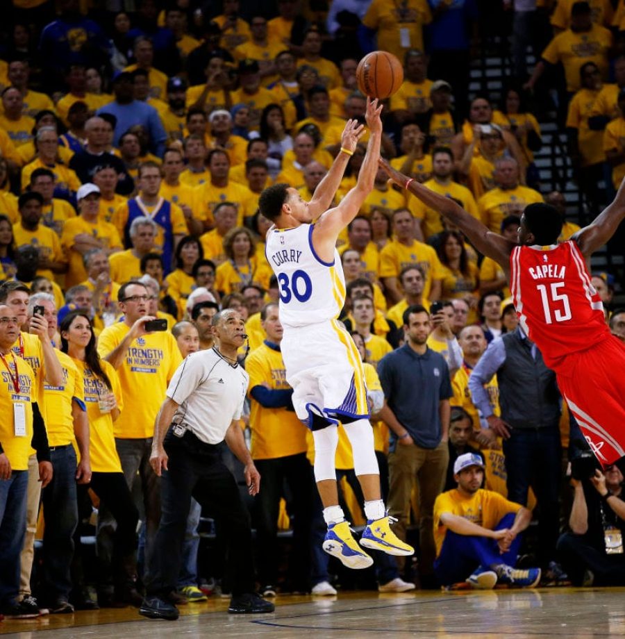 during Game One of the Western Conference Finals of the 2015 NBA Playoffs at ORACLE Arena on May 19, 2015 in Oakland, California.