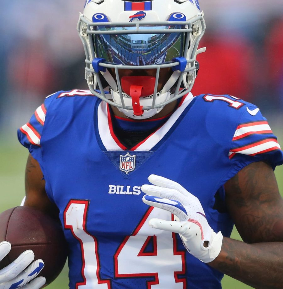 Buffalo Bills receiver Stefon Diggs (14) warms up prior to the first half of an NFL football game against the Kansas City Chiefs in Orchard park, N.Y., Monday Oct. 19, 2020. (AP/ Photo Jeffrey T. Barnes)