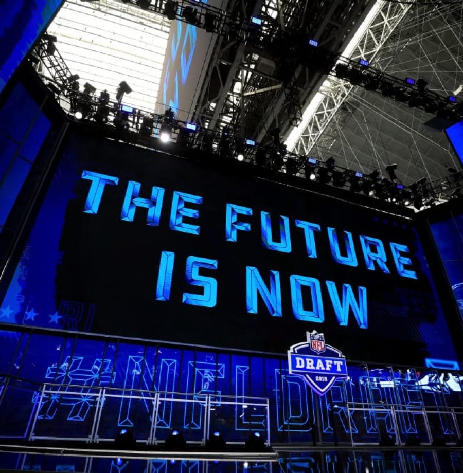 ARLINGTON, TX - APRIL 26:  A view of the NFL Draft theater prior to the start of the first round of the 2018 NFL Draft at AT&T Stadium on April 26, 2018 in Arlington, Texas.  (Photo by Tom Pennington/Getty Images)