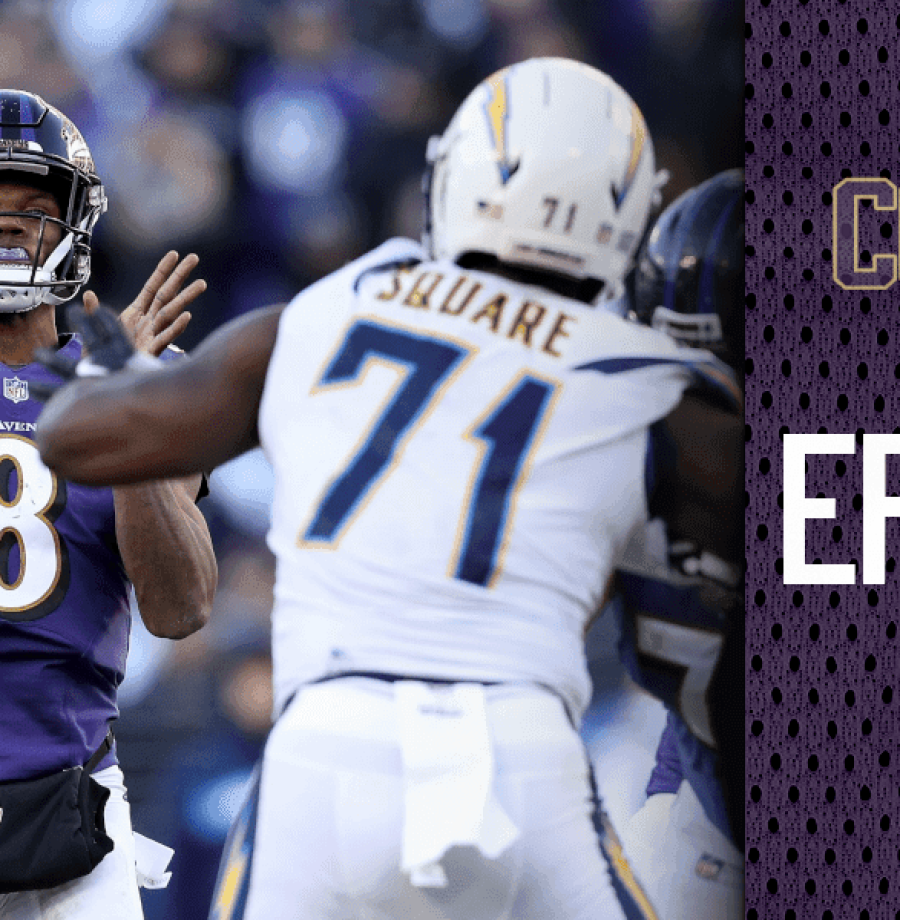 Lamar Jackson no ultimo encontro d Baltimore Ravens contra o Los Angeles Chargers