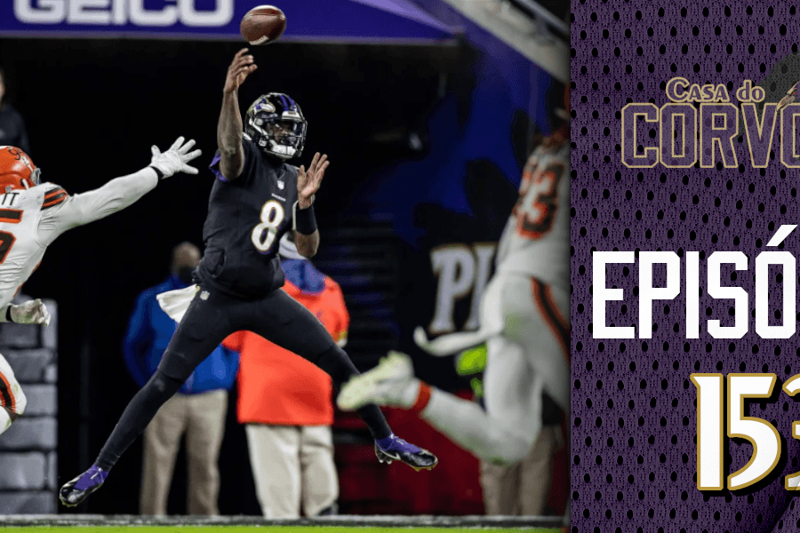 Lamar Jackson em um passe para touchdown pelo Baltimore Ravens