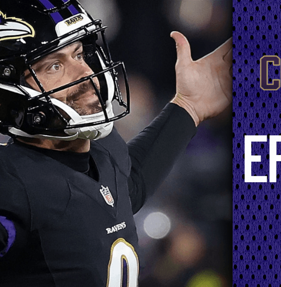Justin Tucker, kicker do Baltimore Ravens, no final do sunday night football