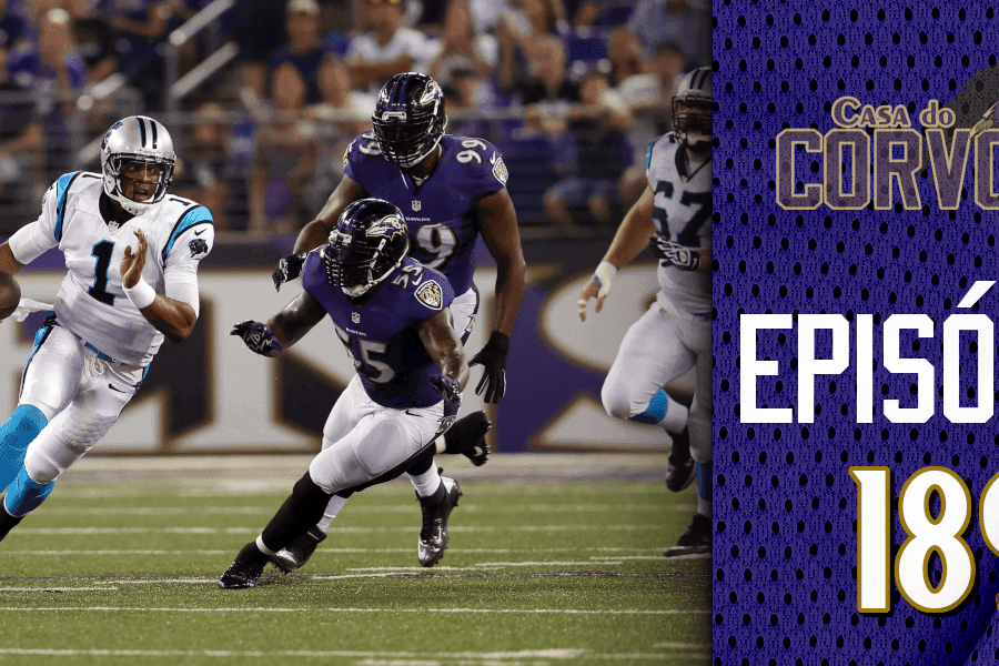 Cam Newton e Terrell Suggs no ultimo encontro entre Ravens e Panthers